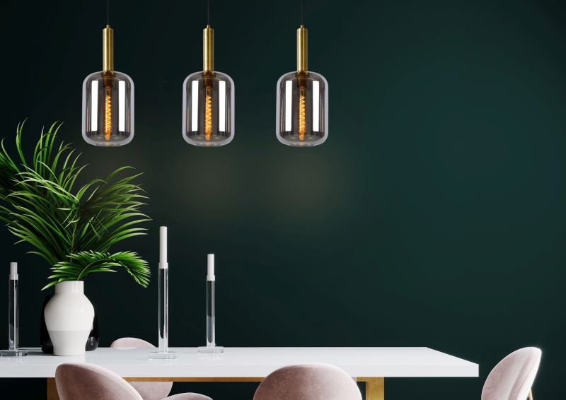 Lucide JOANET - Závesné svietidlo - 3xE27 - Smoke Grey